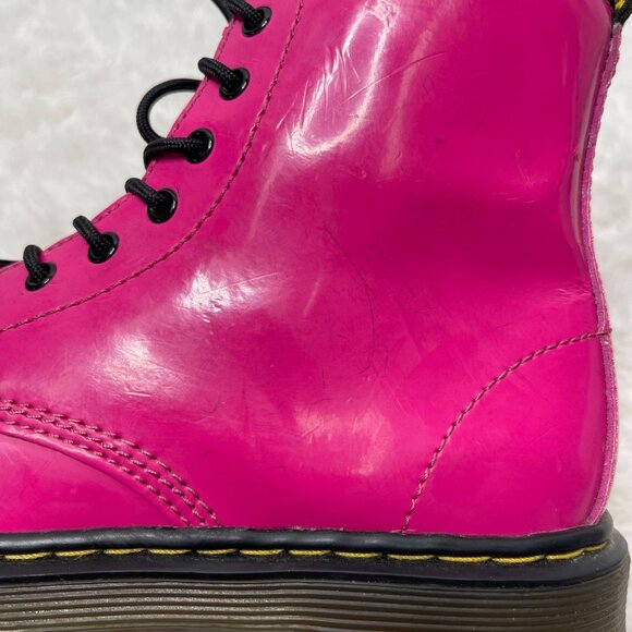 Dr. Martens Kid's Pink Delaney Softy T Leather Lace Up Boots Shoes Size 3 US - Picture 9 of 13